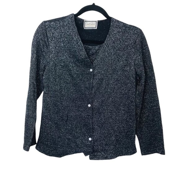 CARROLL REED Sparkle Black Layered Cardigan - Picture 14 of 14